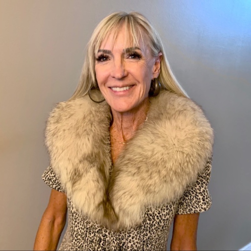 Authentic silver fox fur collar wrap scarf style